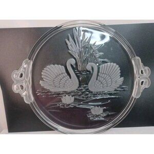 Mikasa Original Walther-Glas Crystal Swans 12" Serving Platter West Germany